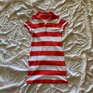 Polo Ralph Lauren Collared Red and White Striped Dress